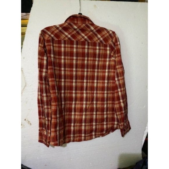 Women Plaid Shirt Cabelas Button Down Red Long Sleeves Pockets Size Small Petite - Picture 5 of 9